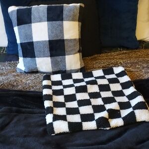 Black and White Sherpa Pillow Case18x18 & Blk N White Pillow 15x15